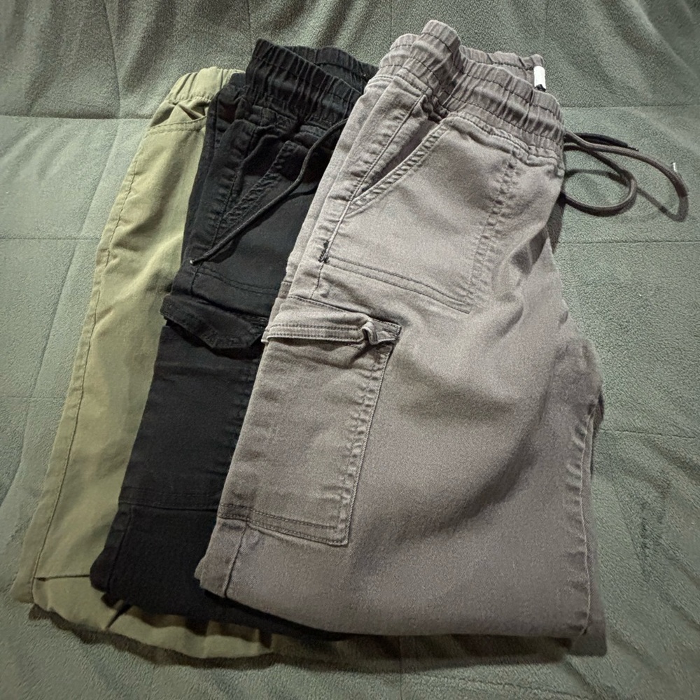 Cargo Jogger Pants 3 pairs - Gray, Black, Olive